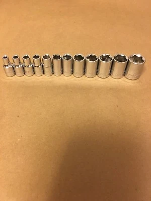 Craftsman 1/4" Drive 12 PC Piece 6 Pt Point Metric MM Chrome Socket Set 4-14 mm - Image 1 of 4