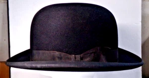 Antico cappello BOWLER Townsend Ueberchein ST JOSEPH MO anni '30? Taglia 7 1/8 Nero - Foto 1 di 13