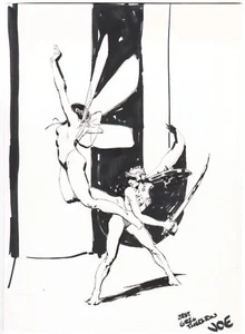 ORIGINAL KUNST ""FAIRY SLAYER"" von JOE CHIODO (1977) Stift & Tintenskizze - Bild 1 von 1