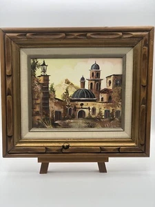 Quadro cortile villa spagnola di Palencia cornice originale - Foto 1 di 13