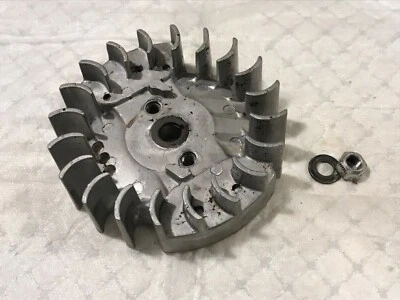 Used vintage Partner R-421 Chainsaw flywheel fly fan wheel w/ nut and washer - Image 1 of 3