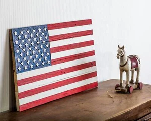 Retro Style Wall Art USA Flag Wooden Carved Edition Hand Painted. Free Shipping. - Picture 1 of 4