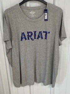 NEW Ariat Women Shirt SIZE XL Real Tribal Lore SS Tee HEATHER GREY T-Shirt NWT - Picture 1 of 2
