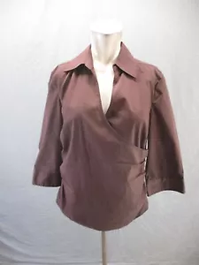 NWT Willi Smith Size L Womens Cotton Blend 3/4 Sleeve Wrap Maternity Blouse 161 - Picture 1 of 10