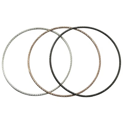 Juego de 3 pulseras brazalete de plata de ley 925 chapadas en rodio - plata/negro/rosa Foto 1 de 3