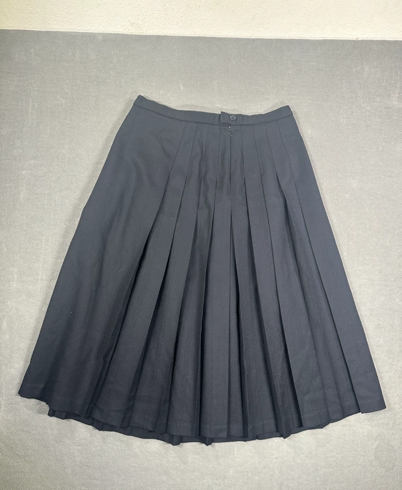 Falda Pendleton Vintage Para Mujer Plisada Negra 100% Lana Virgen, EE. UU. Talla 16 Foto 1 de 4