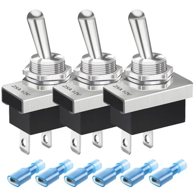 Metall Kippschalter 3 Stück 25A 12V DC 2-polig SPST Ein/Aus Schalter - Bild 1 von 2