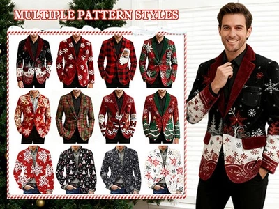 Blazer de pana navideña vintage para hombre calce ajustado informal abrigo deportivo regalo de vacaciones Foto 1 de 4