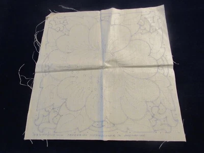 Herschners Stamped to Embroider  15" Linen Square Vintage Floral Big Blossom Zz9 - Image 1 of 4