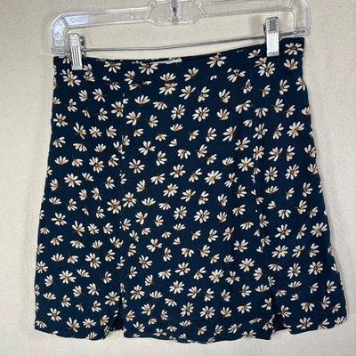 Mini-saia cooperativa com estampa de margarida - Azul floral skatista verão feminina tamanho 2 - Imagem 1 de 4