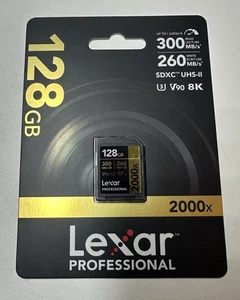 NUEVA Tarjeta Lexar Professional 2000x SDHC/SDXC UHS-II Gold Series 128 GB, UHS-II, U3 - Imagen 1 de 2