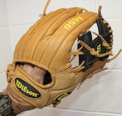 WILSON Defender 11 1/2" Baseball Glove A450 Genuine Leather A2458WM guc! RHT - Image 1 of 4