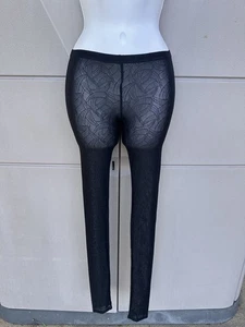 PUNK DESIGN $118 GOTHIC BANANA LEAFS PATTERN MESH LEGGINGS BLACK SZ M Halloween - Picture 1 of 10