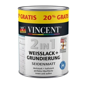 Vincent Lackfarbe Weiß 0,9L Seidenglanz für Holz & Metall – Innen & Außen - Bild 1 von 1