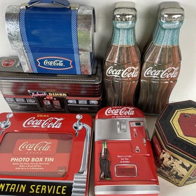 Coca-Cola Tin Metal Container Lot Vending Machine Bank Lunchbox Vintage - Image 1 of 4