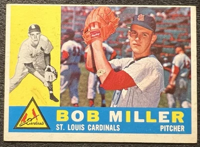 1960 Topps Bob Miller (Cardenales de San Luis) RC #101 daños estenopeicos Foto 1 de 2