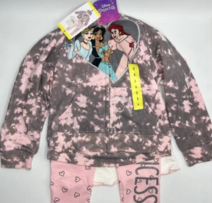 Girls Size 5 Disney Princess 3-Piece Pants Set Hoodie, Leggings Short Sleeve Tee - Picture 1 of 8