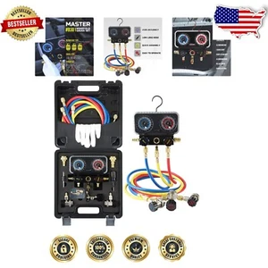 Clear Dial Automotive Manifold Gauge Set with Extra Long Hoses for AC Efficiency - Picture 1 of 8