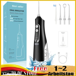 Munddusche Kabellos Wasser Flosser 4 Düsen Zahnreinigung Oral Irrigator Schwarz - Picture 1 of 14