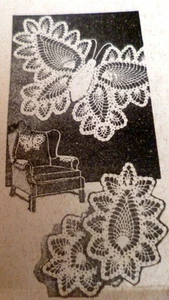 RARE VTG 1940s BUTTERFLY CROCHET CHAIR SET + BONUS - Picture 1 of 1