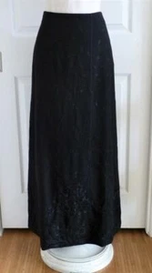 Maxi Falda Talbots Todo Negro Bordado Artístico Lana Viscosa 20" Abertura Trasera 4 6 S M - Imagen 1 de 12