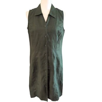 Apostrophe Green Linen Sleeveless Shirt Dress Size 10 - Image 1 of 4