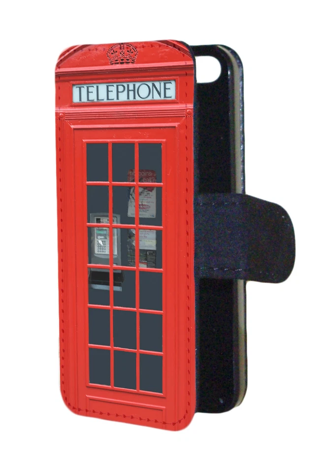 Retro Vintage Red London Telephone Box Flip Wallet Mobile Phone Case Cover - Image 1 of 1