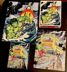 2 Incredible HULK 100 Pc Jigsaw Puzzles Marvel 1977 Whitman 1977 Rainbow Works - Picture 1 of 6