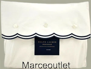 Ralph Lauren Malin Scallop Organic Cotton KING Duvet Cover Polo Navy - Picture 1 of 4