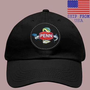 Sombrero de papá negro de pesca Penn con parche de cuero - Imagen 1 de 2