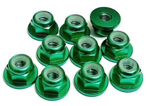 1/8 Scale RC Buggy Anodised Alloy M5 5mm Thread Flanged Nylon Lock Nut x 10 HSP - Picture 1 of 10