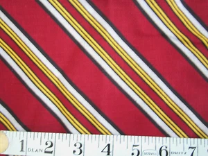 Cotton Blend 3 Yards X 45" Diagonal Stripe Maroon Gold Gray Concord Fabrics Inc - Picture 1 of 9