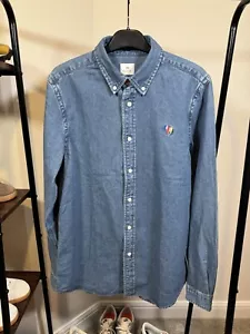 Camisa vaquera Paul Smith talla M bordada cebra talla M talla M para hombre nueva con etiquetas precio de venta sugerido por el fabricante 155 GBP - Imagen 1 de 9
