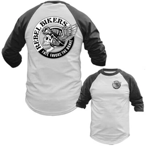 Rebel Bikers Vintage Clásico Personalizado Motocicleta Gráfico Manga 3/4 Raglán - Imagen 1 de 10
