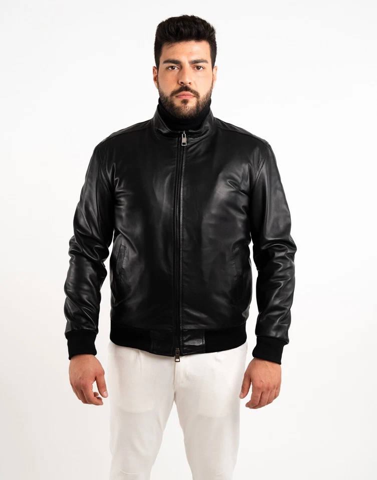 BOMBER GIUBBINO GIUBBOTTO IN DI PELLE UOMO ART U0086 Tg. DISPONIBILI DA 46 a 58 Foto 1 de 4