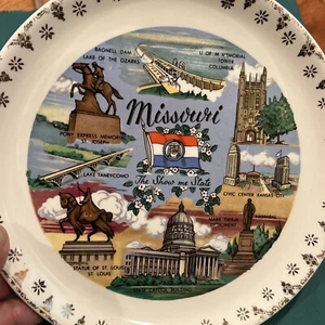 Vintage - Piatto ricordo ceramica Missouri bordo oro anni 60 - come nuovo 7,25" - Foto 1 di 5