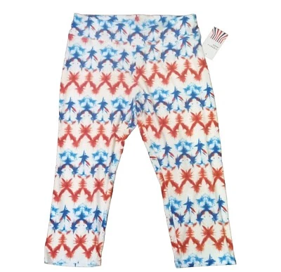 Women's XL Fourth Of July Tie Dye Red White And Blue Capri Leggings BRAND NEW  - Image 1 of 4