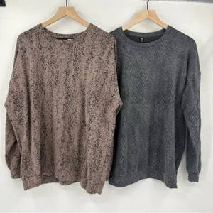 Konvolut 2 Athleta Studio to Street bedruckte Sweatshirts Gr. L/XL braun grau - Bild 1 von 11