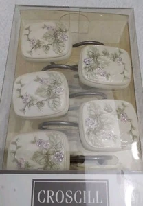 Croscill 12 Shower Hooks Floral Resin Square Cascading Flora Bathroom Decor NEW - Picture 1 of 5