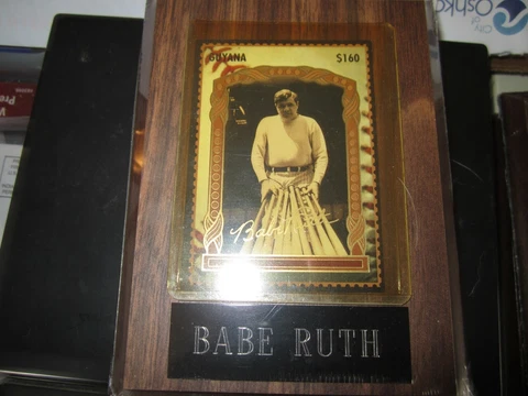 BABE RUTH TRADING CARD ON WOODEN PLAQUE $160 Cover