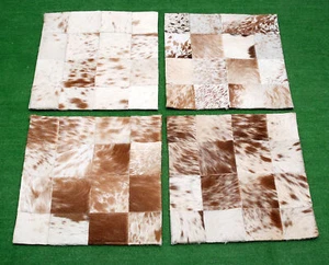 Juego de 4 FUNDA DE COJÍN DE CUERO DE VACA NUEVA ALFOMBRA PIEL DE VACA PELO SOBRE COJÍN C-601 - Imagen 1 de 4
