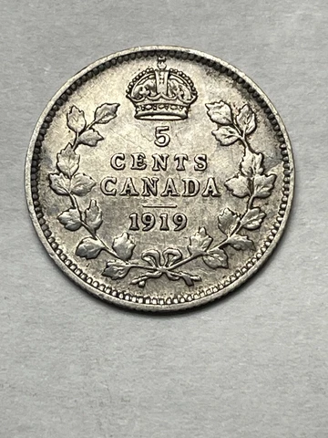 1919 Canada 5 Cents Silver Coin Cover