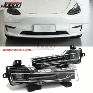 Two-Color Dynamic Turn Signal Fog Light Lamp For Tesla Model 3 Y 2020 2021 22-23 - Picture 1 of 8