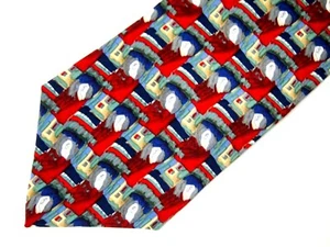 Vintage J. Garcia Herren Krawatte Tennisschuh Escape blau grün grau abstrakt 56" - Bild 1 von 5