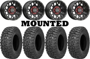 Kit 4 Sedona Trail Saw 2.0 Tires 35x10-15 on KMC KS135 Grenade Black Wheels HP1K - Picture 1 of 5