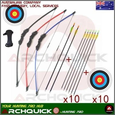 New Youth Archery Set Junior Kids Longbow / Recurve 15 lb Pack Right / Left Hand - image 1 of 4