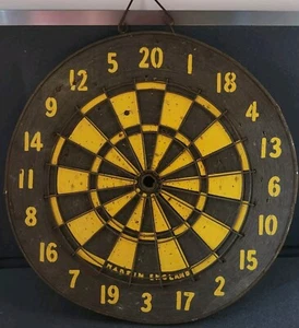 Double Sided Vintage Cork Dart Board Made In England Rustic Pub - Picture 1 of 13