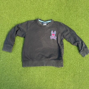 Psycho Bunny Crewneck Sweatshirt Kids M 10/12 Pullover Bunny Patch Black - Picture 1 of 10