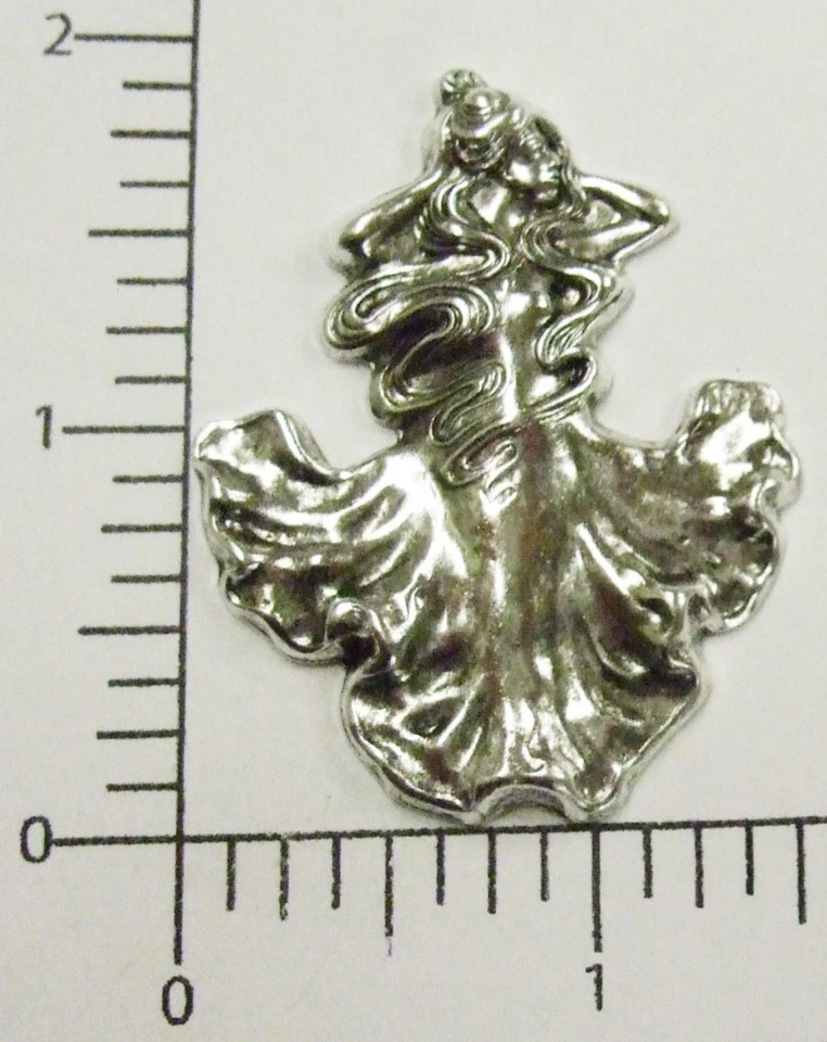 15324 Vestido Victoriano Dama Oxidado Plata Mate Joyería Hallazgo Foto 1 de 1