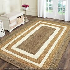 Rug Natural Jute Hand Braided Square 100% Natural Farmhouse Area Rug Living Room